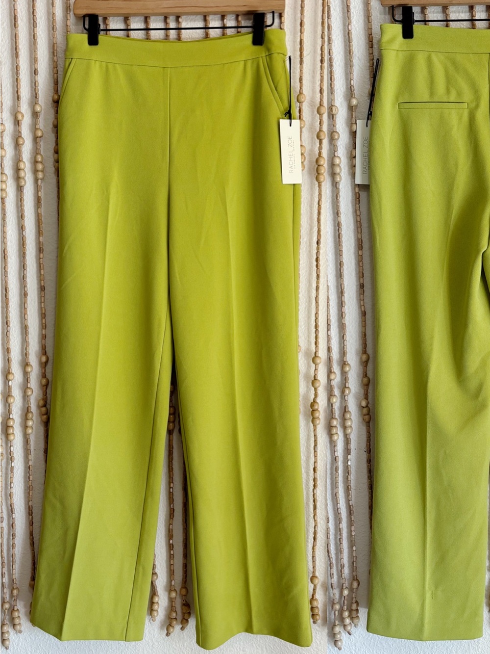 Rachel Zoe NWT Chartreuse Green Stretch Trouser Wide Leg Business Work Pants Sma